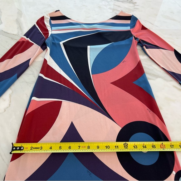 EMILIO PUCCI BLUE MULTI BACK BUCKLE DRESS SIZE IT 42 / US 8 - Picture 9 of 17